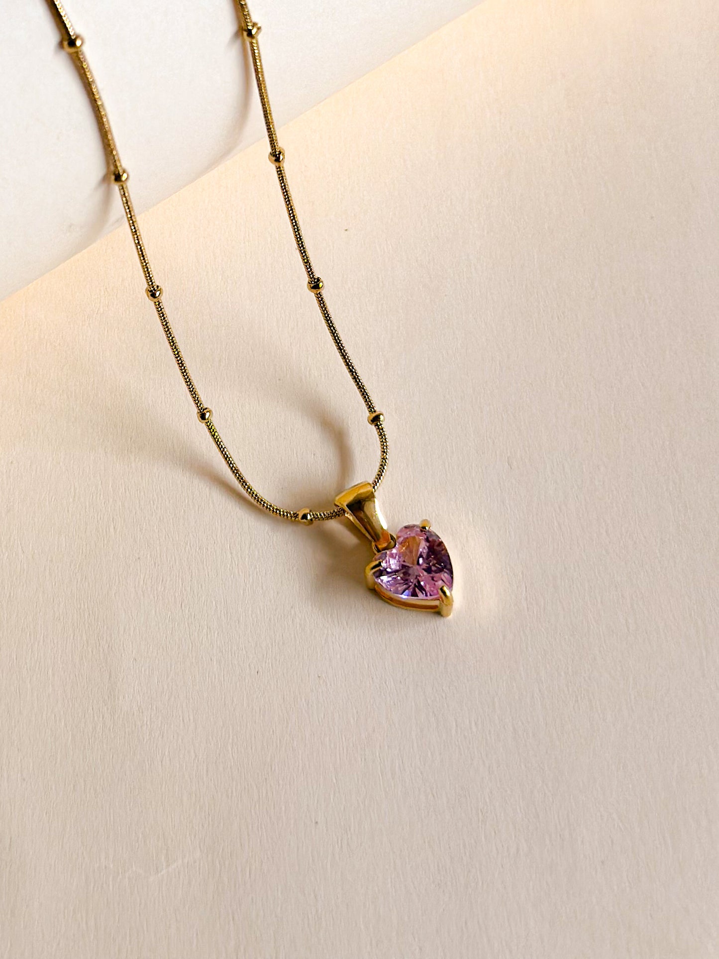 Pink Heart Pendant Necklace
