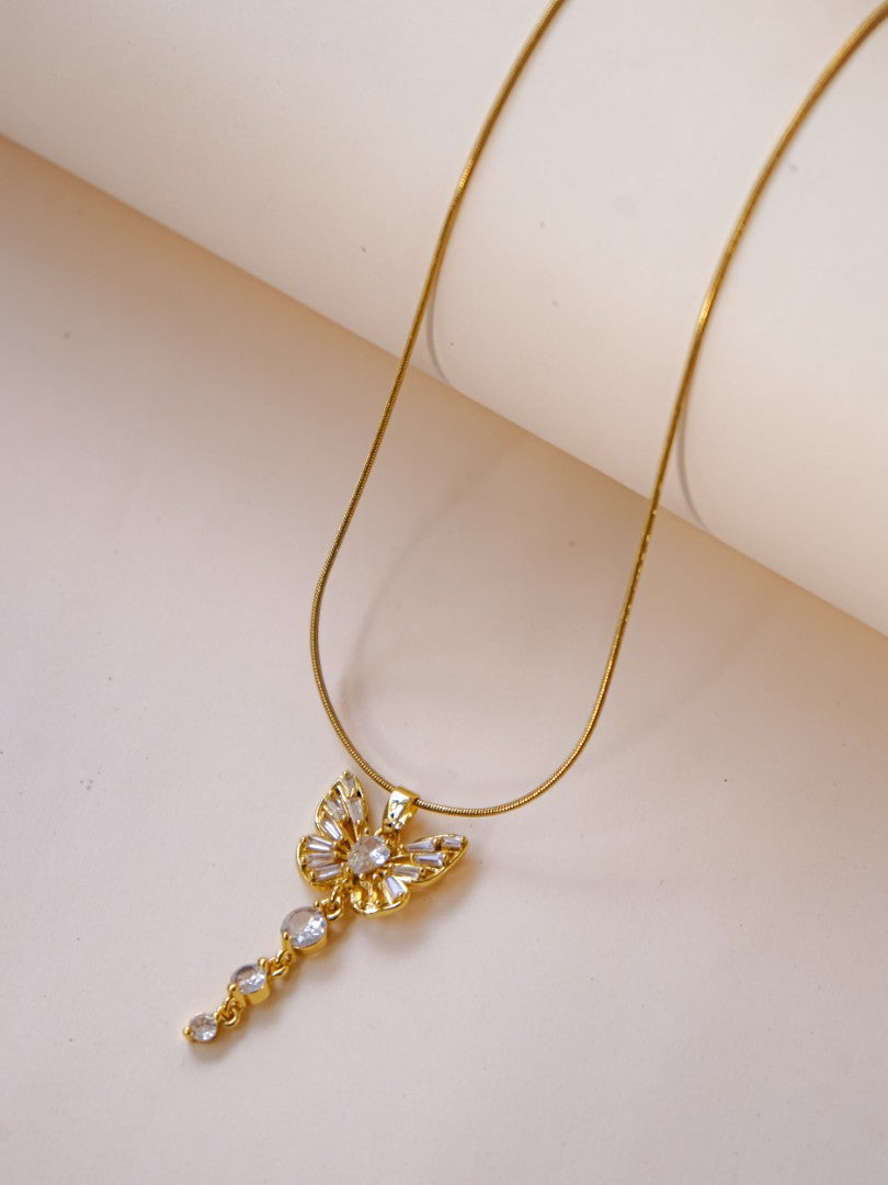 Crystal Butterfly Drop Necklace