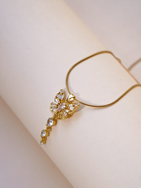 Crystal Butterfly Drop Necklace