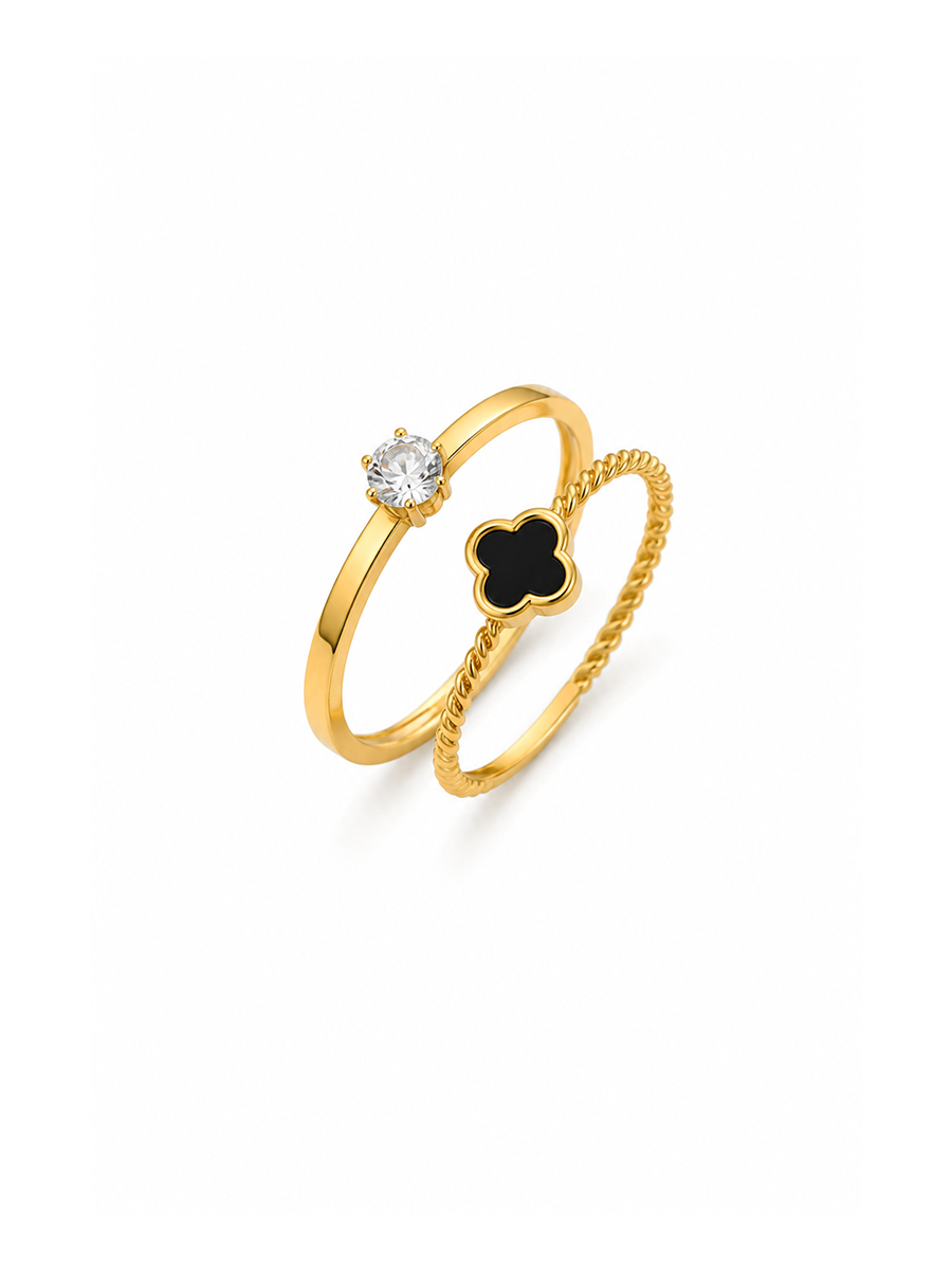 Golden Charm & Sparkle Ring Combo