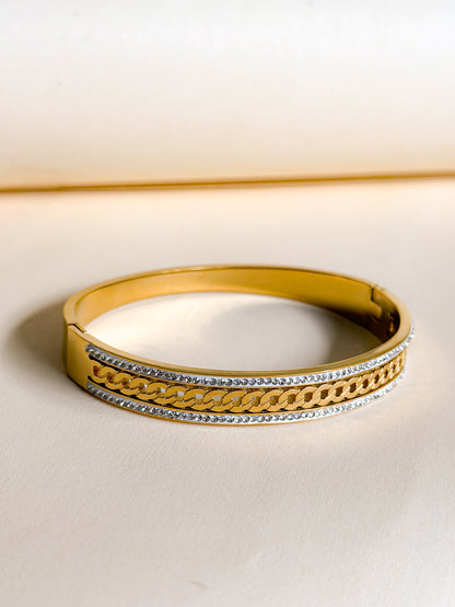 Chain Detail Crystal Bangle