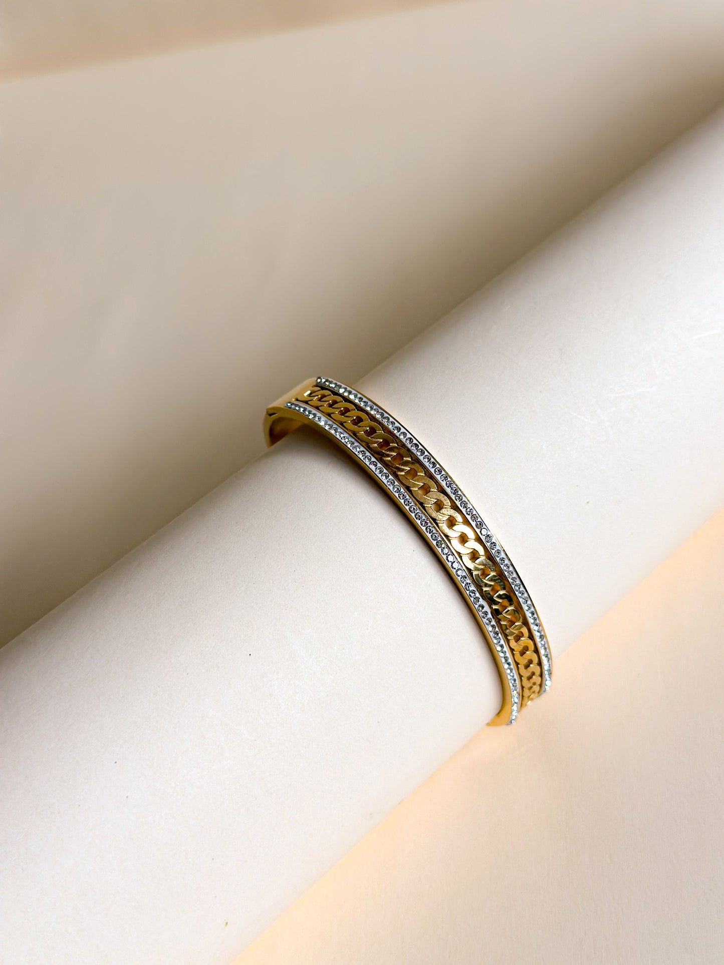 Chain Detail Crystal Bangle