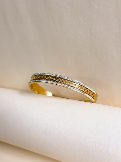Chain Detail Crystal Bangle