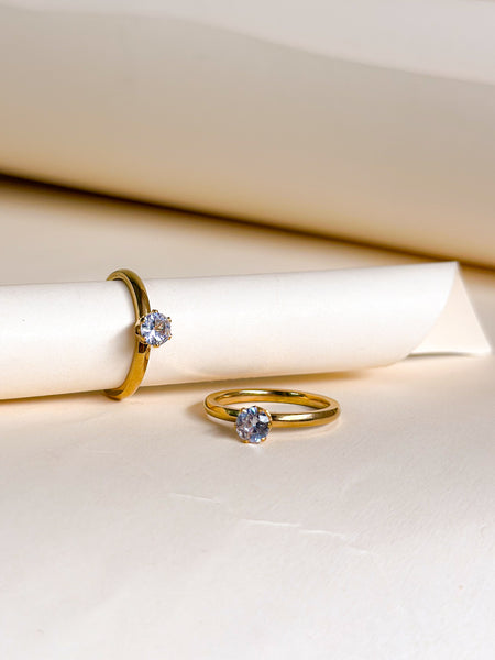 Minimal Crystal Solitaire Ring