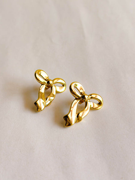 Golden Whirl Bow Earrings