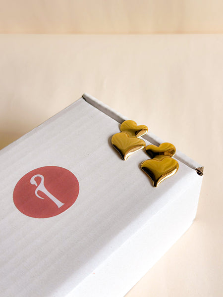 Velvet Gold Heart Earrings