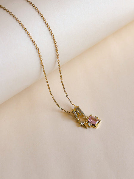 Aurora Pink Charm Necklace