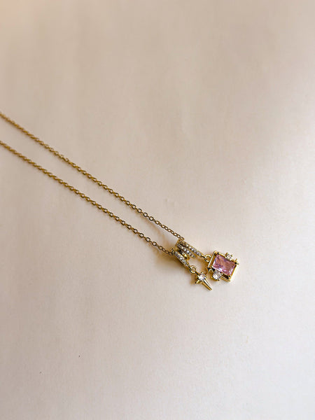 Aurora Pink Charm Necklace