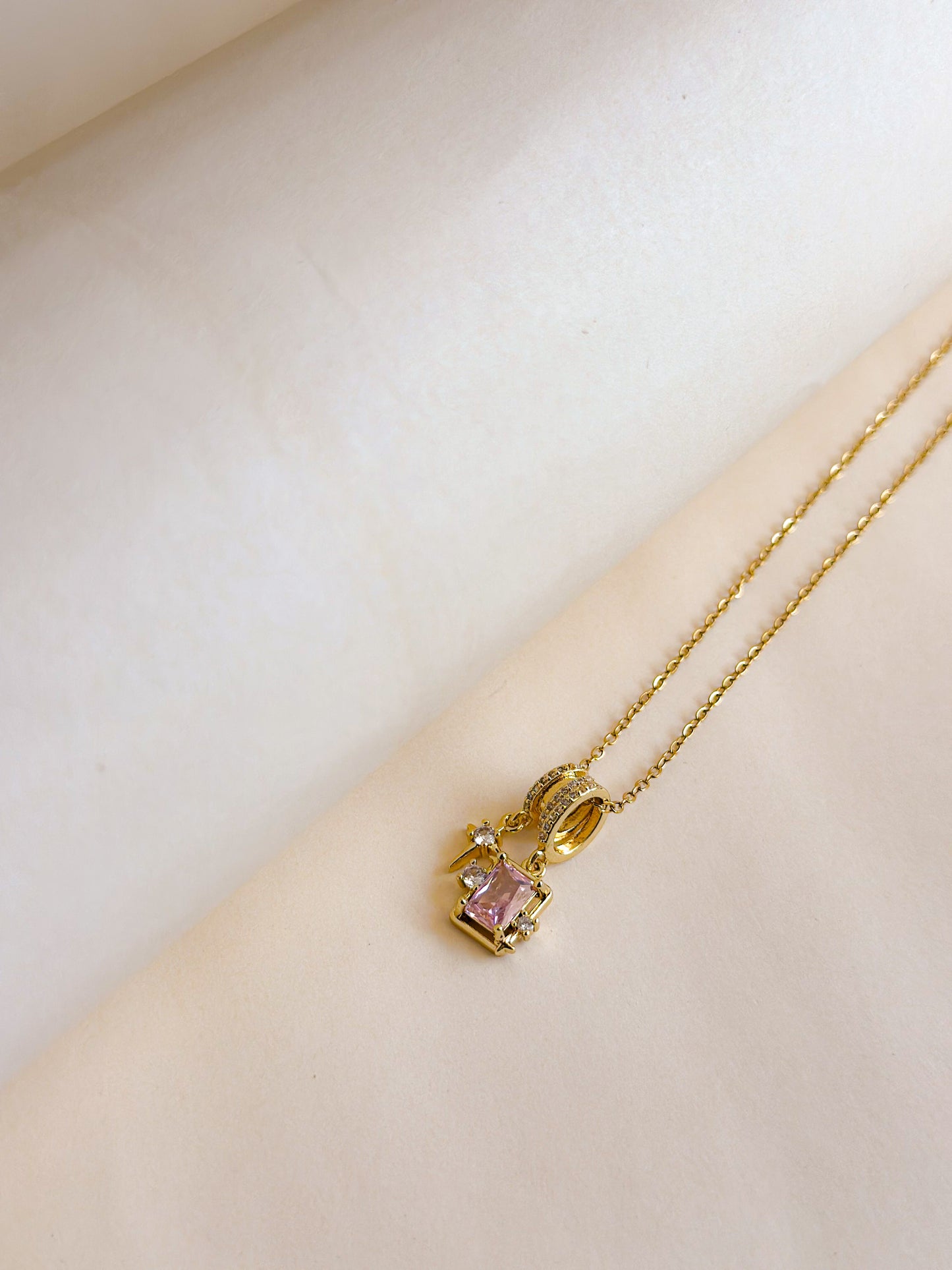Aurora Pink Charm Necklace