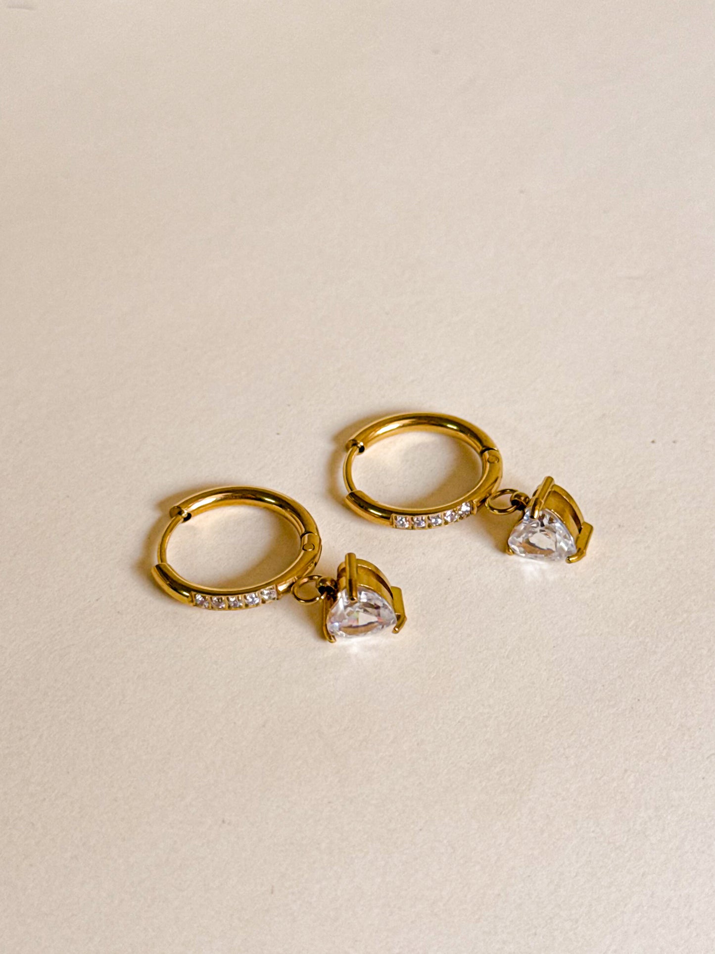 Golden Heart Drop Hoops