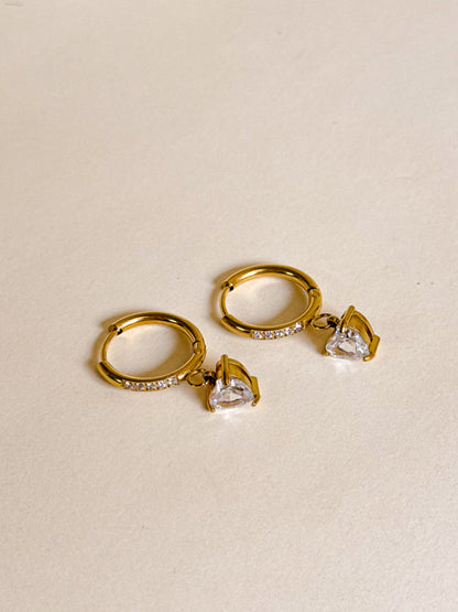 Golden Heart Drop Hoops
