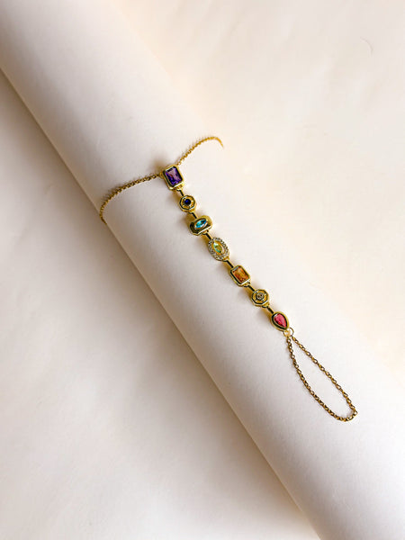 Royal Gemstone Cascade Hand Chain