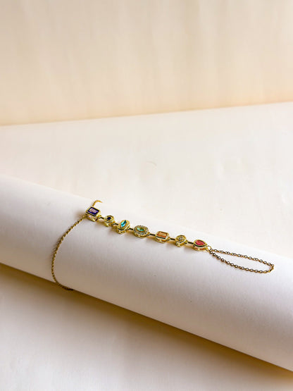 Royal Gemstone Cascade Hand Chain