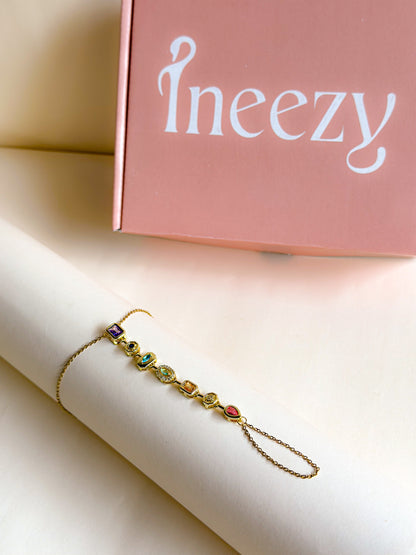 Royal Gemstone Cascade Hand Chain