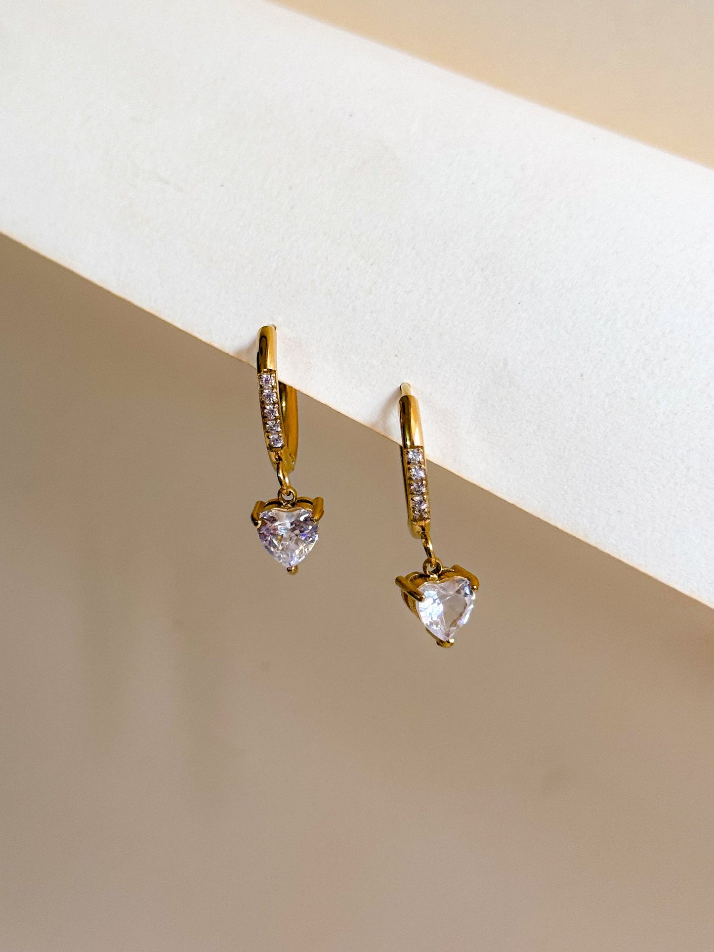 Golden Heart Drop Hoops