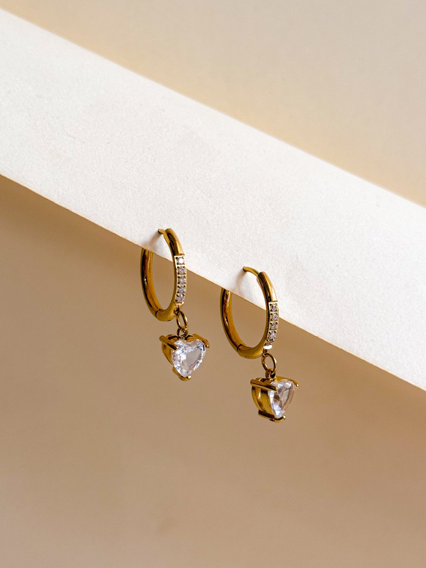 Golden Heart Drop Hoops
