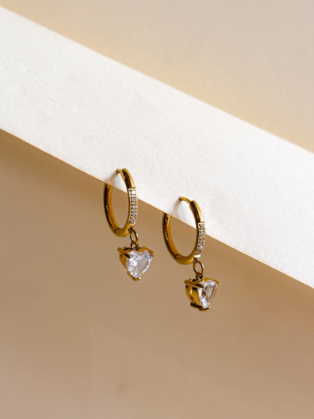 Golden Heart Drop Hoops