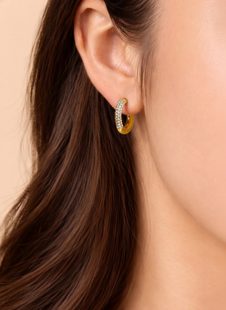 Golden Pavé Glow Hoops