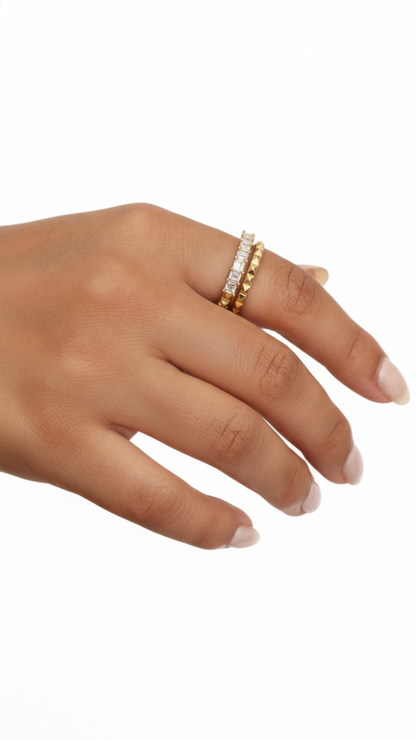 Golden Radiance Stack Ring